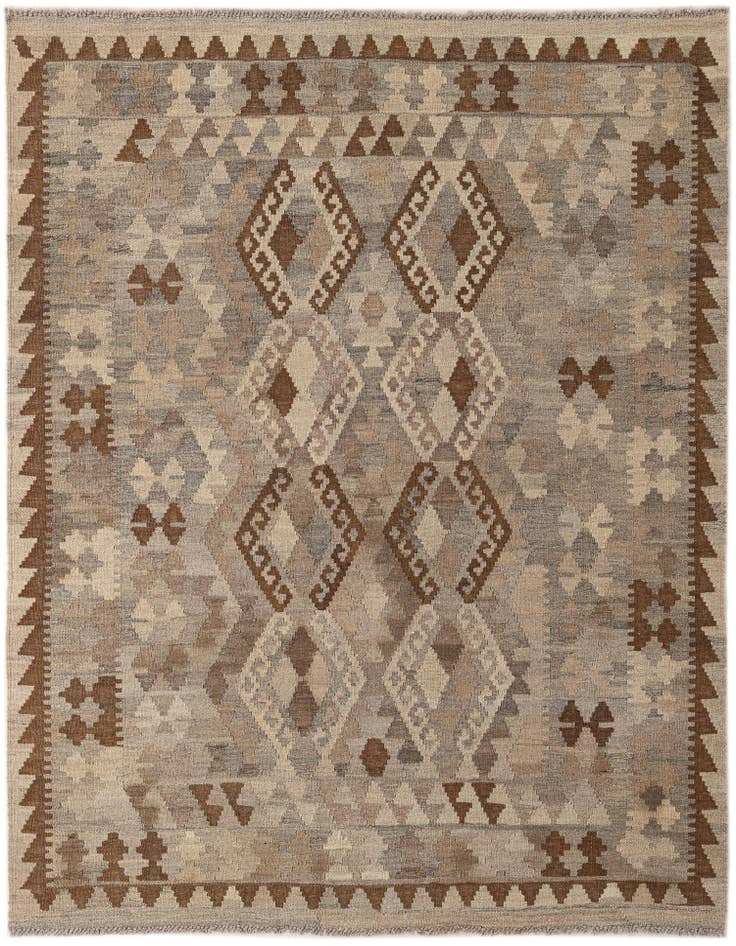 Detail image of 4' 6 x 5' 11 Hand Woven Kilim Maymana Wool Rug