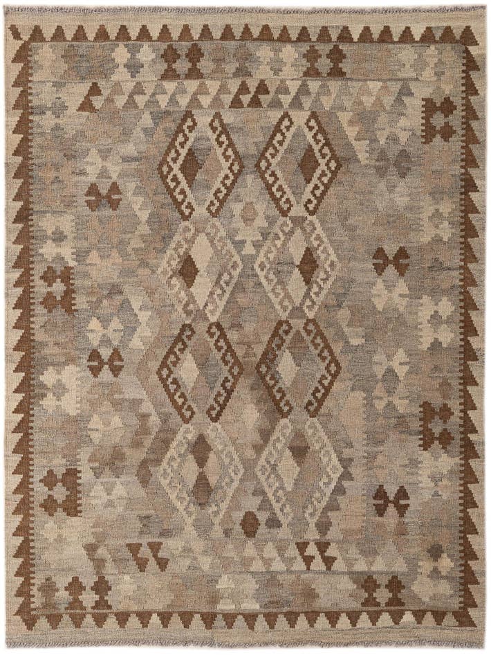 Detail image of 4' 6 x 5' 11 Hand Woven Kilim Maymana Wool Rug