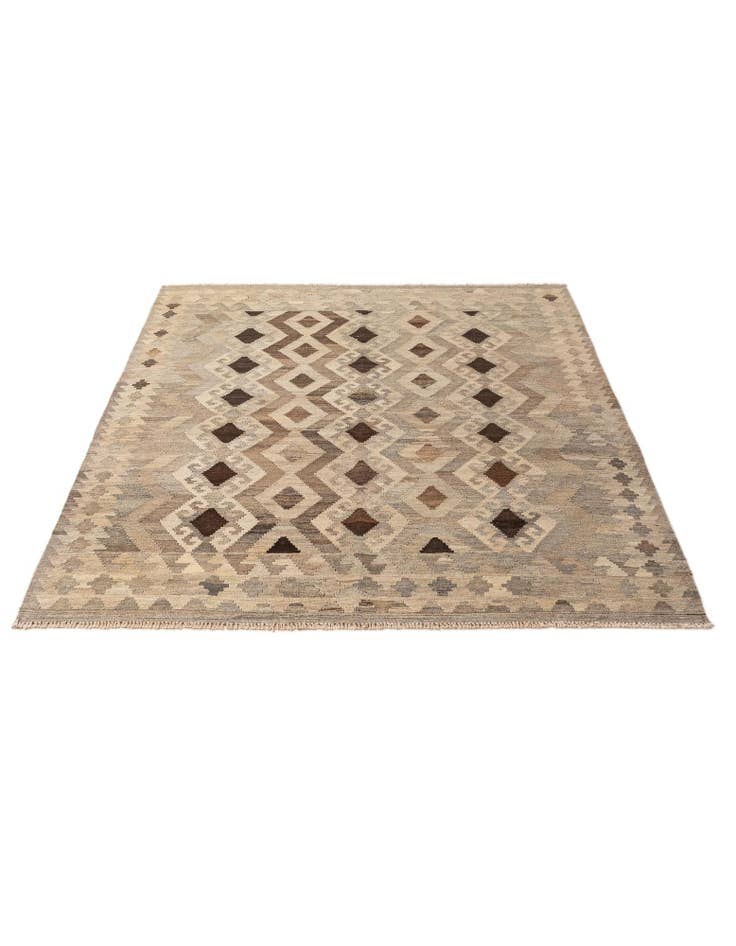 Detail image of 5' 3 x 6' 9 Hand Woven Kilim Maymana Wool Rug