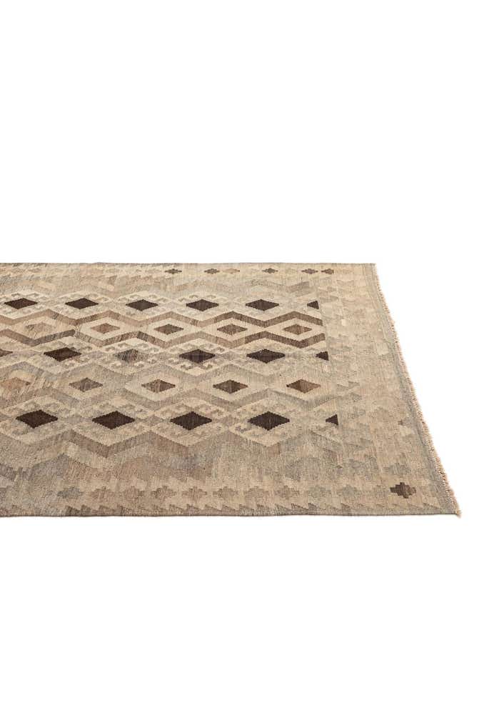 5' 3 x 6' 9 Hand Woven Kilim Maymana Wool Rug