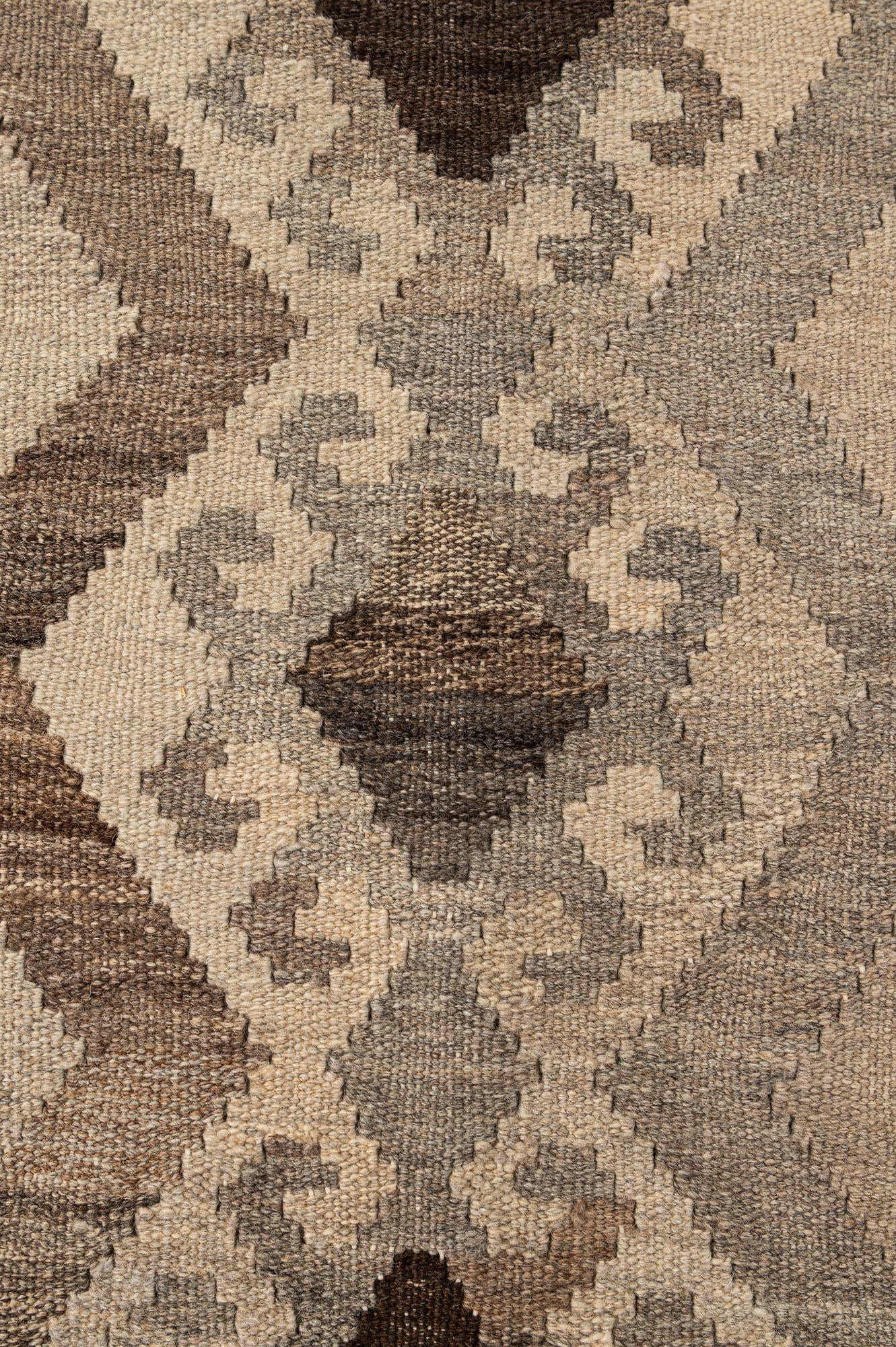 5' 3 x 6' 9 Hand Woven Kilim Maymana Wool Rug