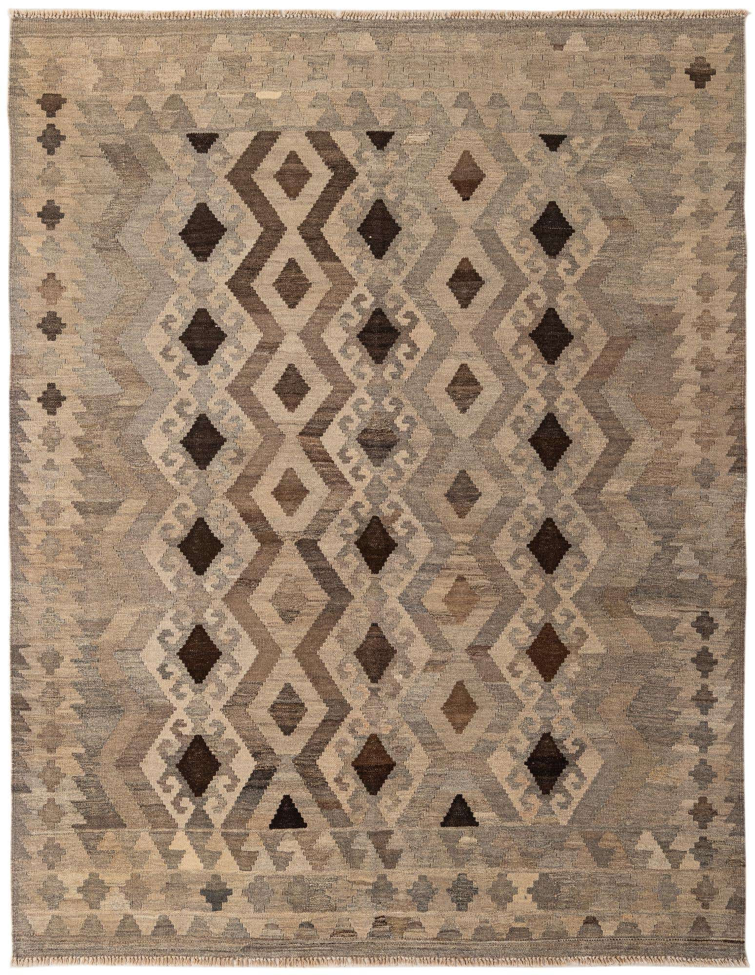 5' 3 x 6' 9 Hand Woven Kilim Maymana Wool Rug