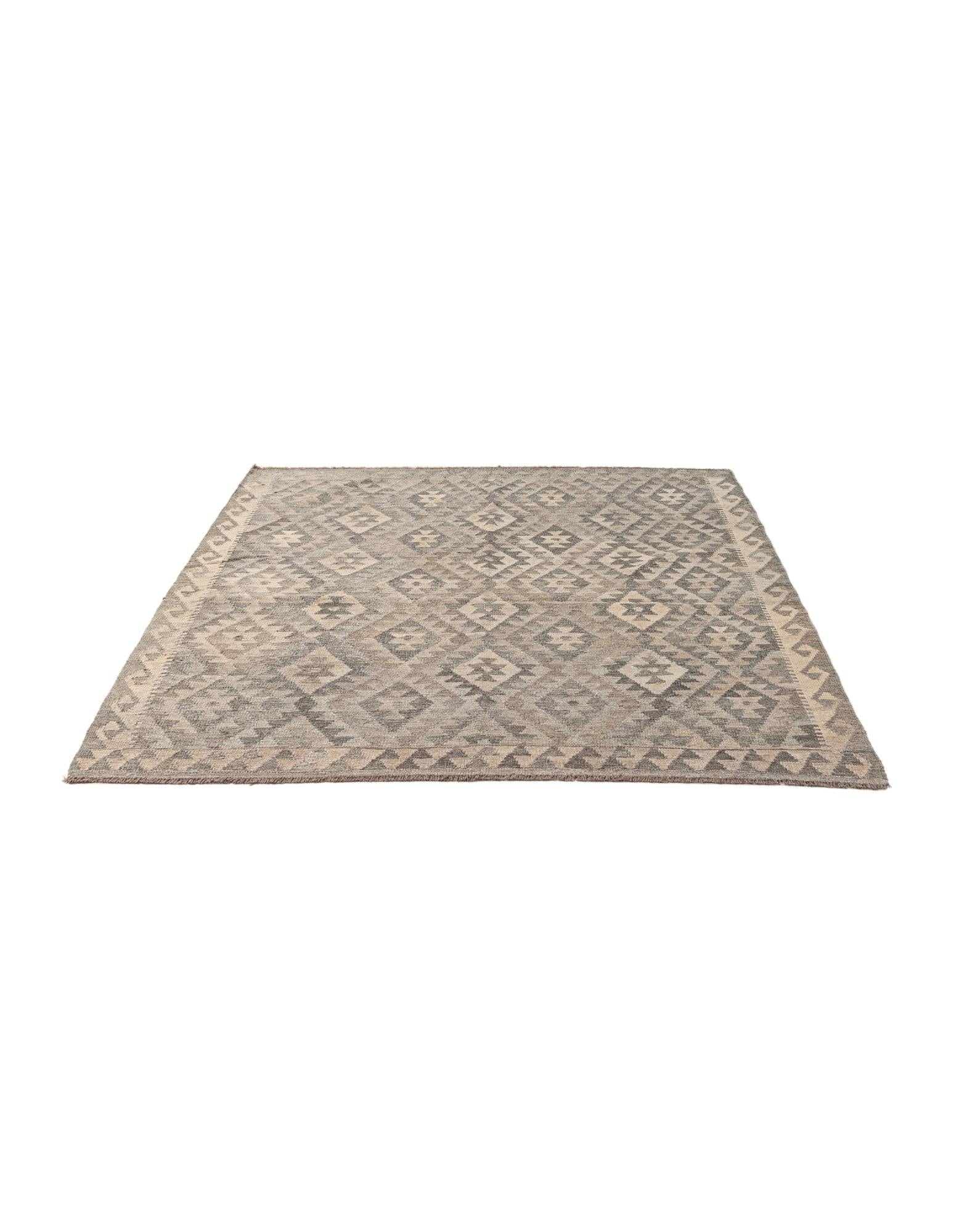 5' 3 x 6' 6 Hand Woven Kilim Maymana Wool Rug
