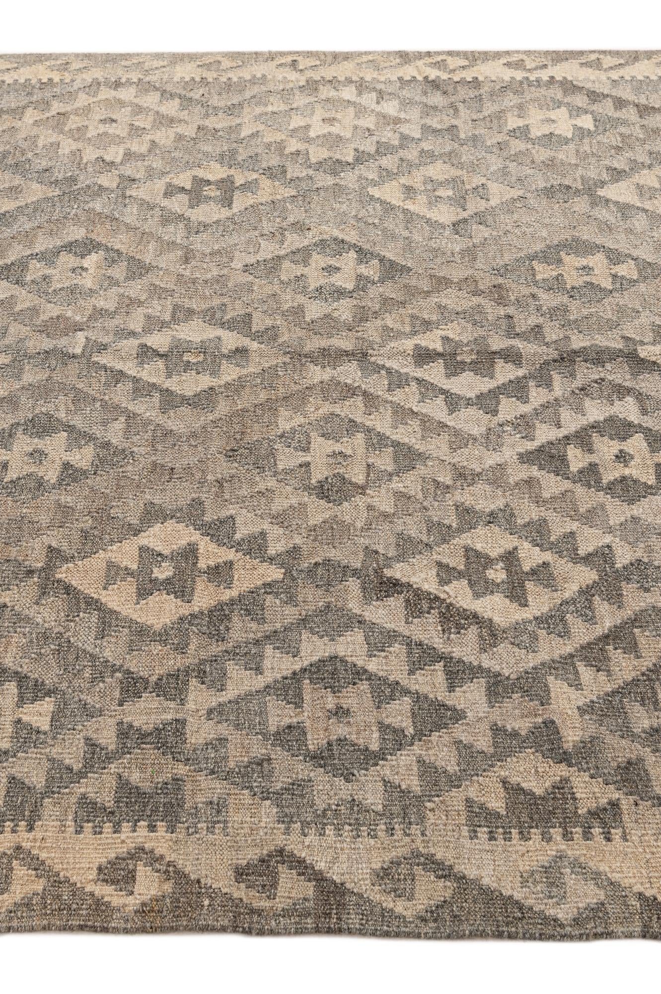 5' 3 x 6' 6 Hand Woven Kilim Maymana Wool Rug
