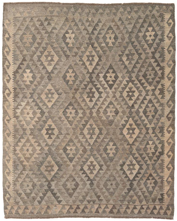 Detail image of 5' 3 x 6' 6 Hand Woven Kilim Maymana Wool Rug