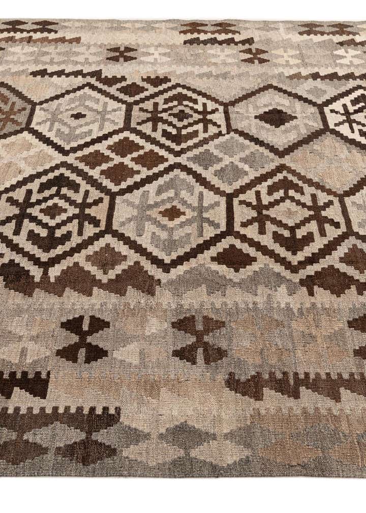 6' 9 x 9' 8 Hand Woven Kilim Maymana Wool Rug