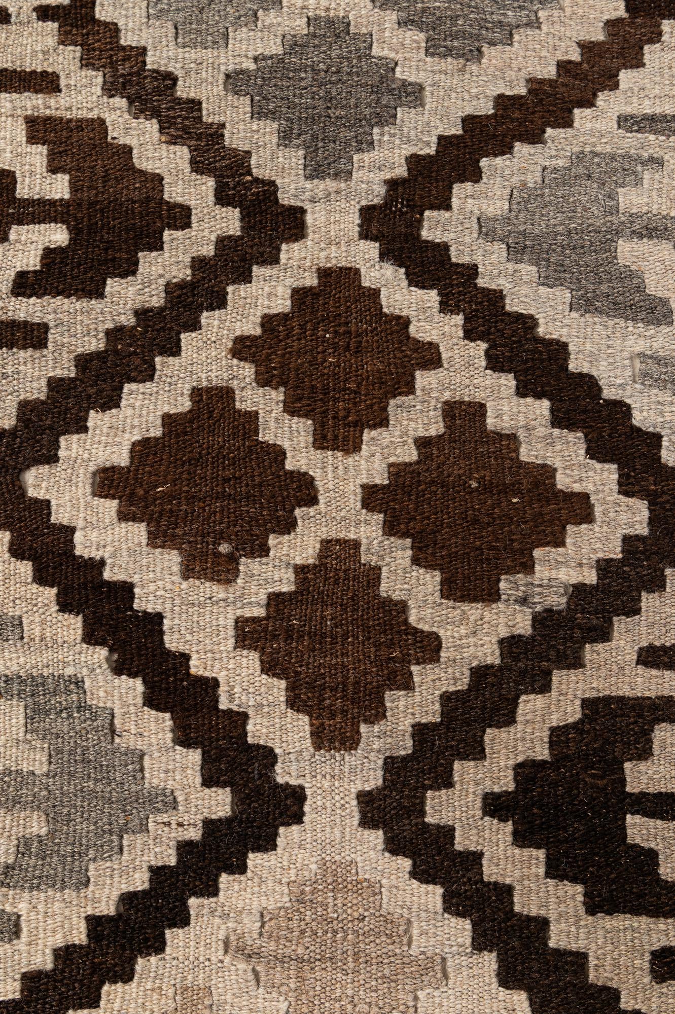 6' 9 x 9' 8 Hand Woven Kilim Maymana Wool Rug
