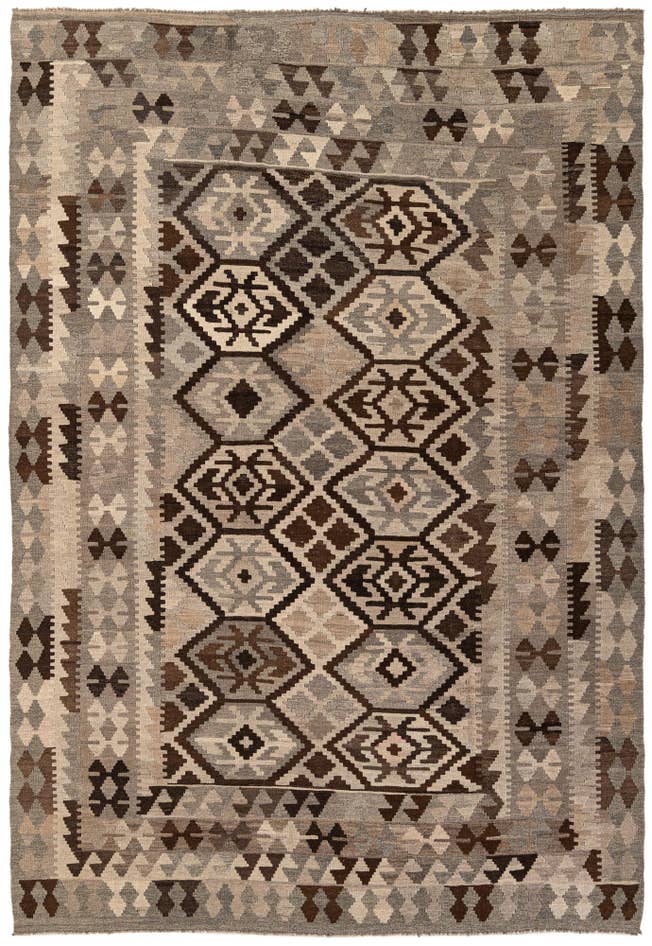 Detail image of 6' 9 x 9' 8 Hand Woven Kilim Maymana Wool Rug