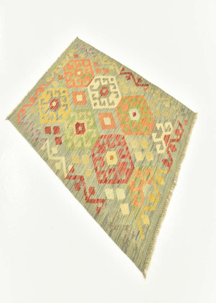 2' 10 x 4' 2 Hand Woven Kilim Maymana Wool Rug