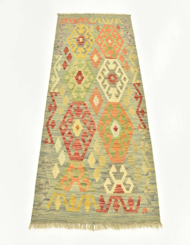 Detail image of 2' 10 x 4' 2 Hand Woven Kilim Maymana Wool Rug