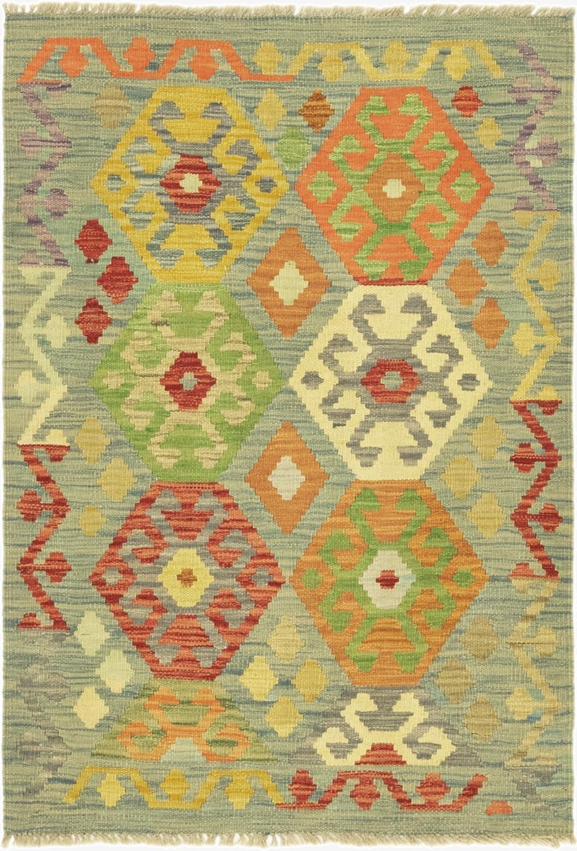 2' 10 x 4' 2  Hand Woven Kilim Maymana Wool Rug