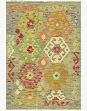 2' 10 x 4' 2 Hand Woven Kilim Maymana Wool Rug