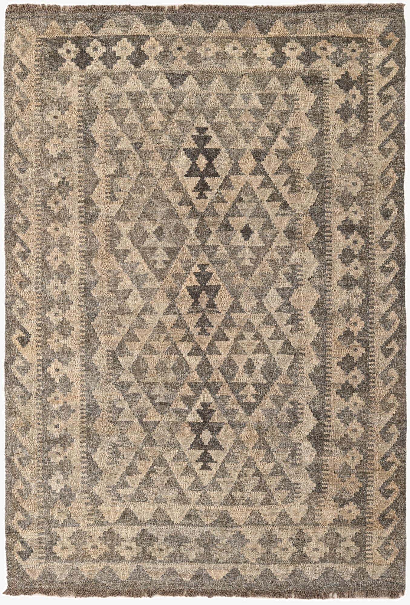4' 1 x 5' 10  Hand Woven Kilim Maymana Wool Rug