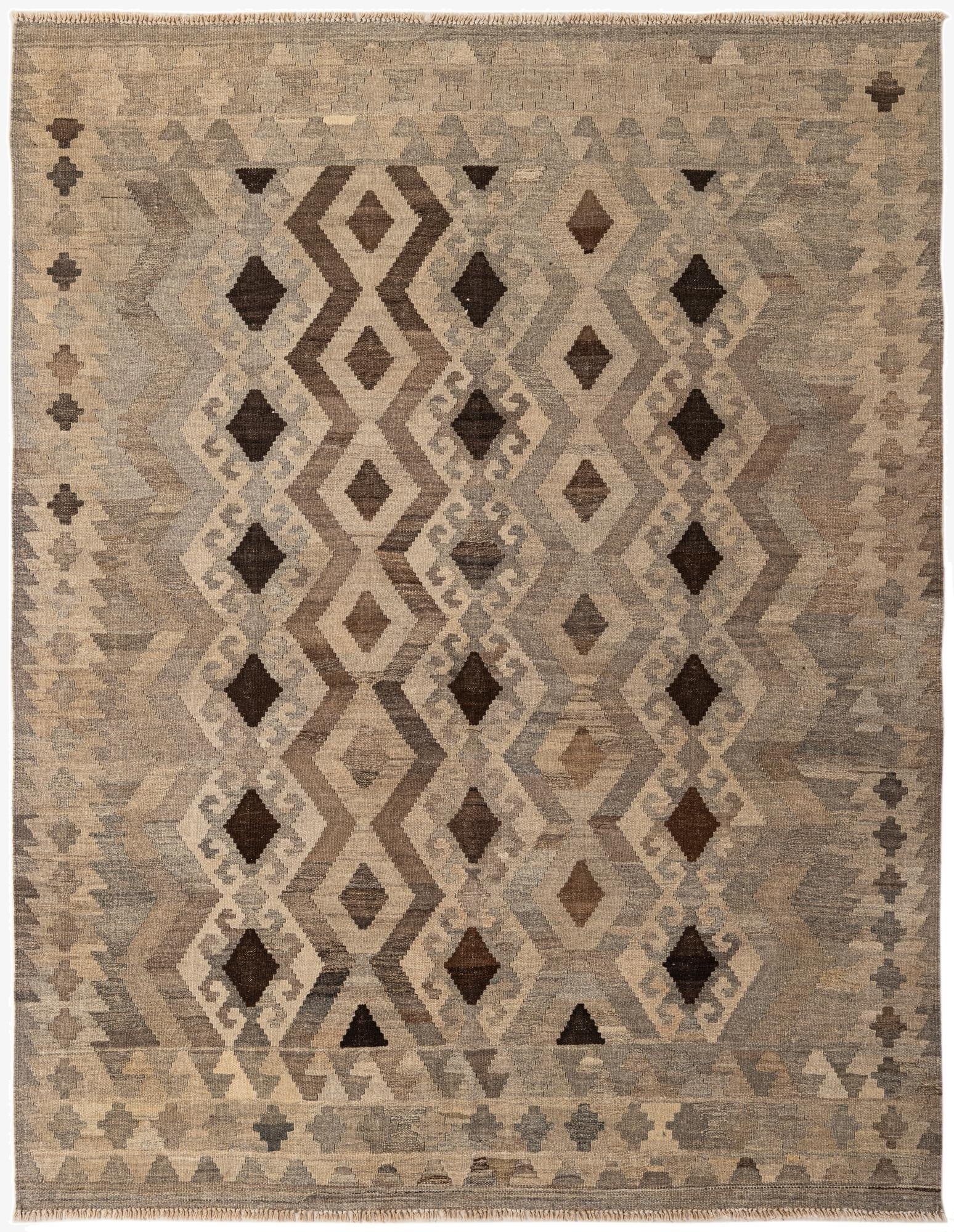 5' 3 x 6' 9  Hand Woven Kilim Maymana Wool Rug