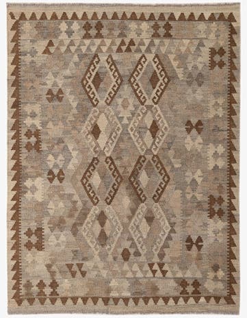 4' 6 x 5' 11 Hand Woven Kilim Maymana Wool Rug