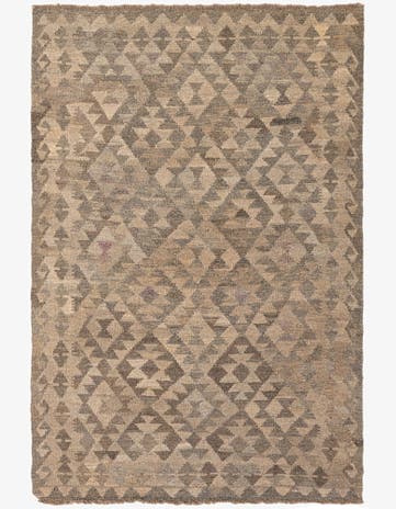 4' x 5' 10 Hand Woven Kilim Maymana Wool Rug