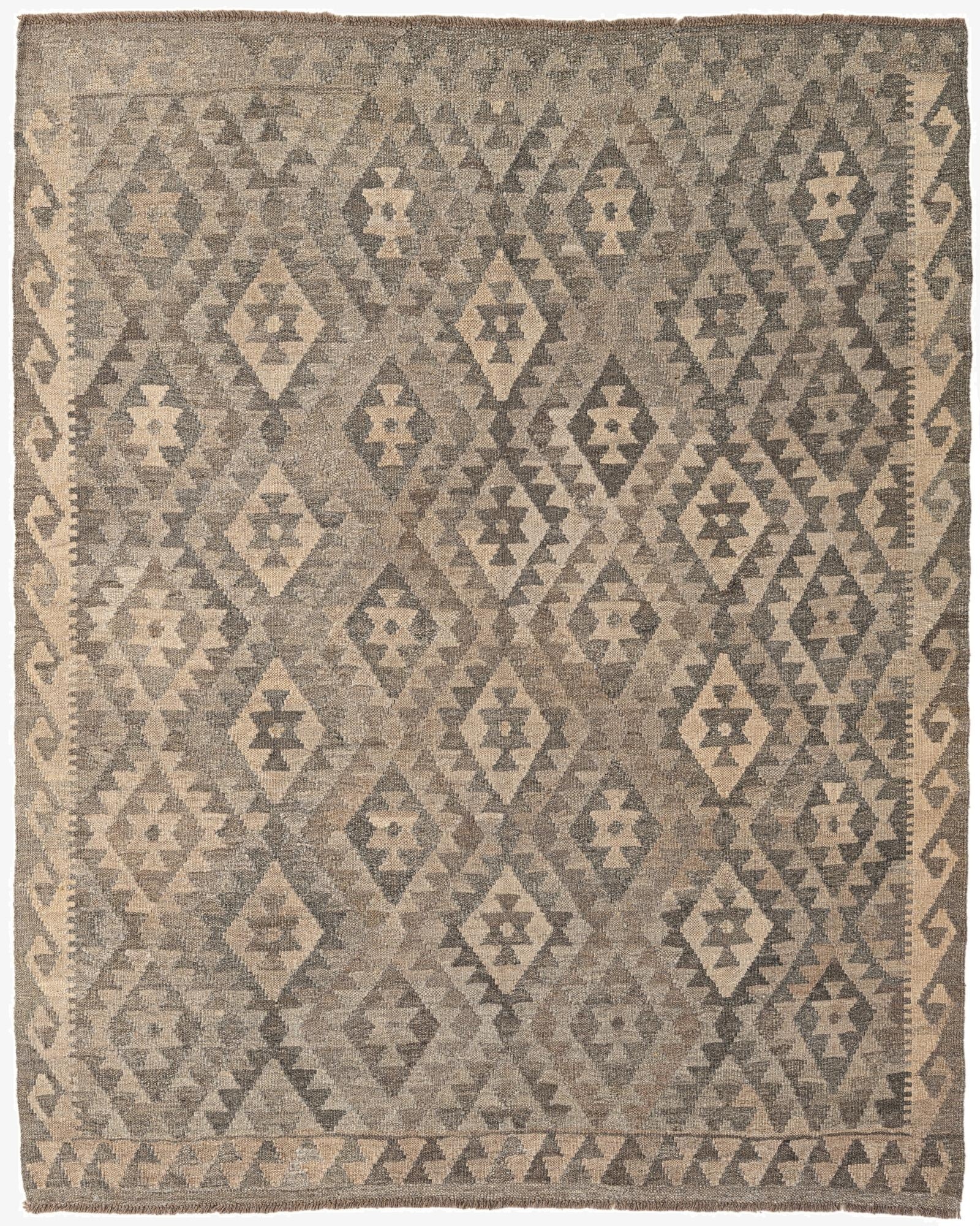 5' 3 x 6' 6  Hand Woven Kilim Maymana Wool Rug
