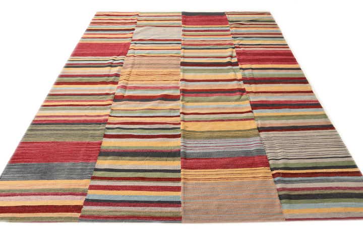 7' 1 x 9' 6 Hand Woven Kilim Modern Wool Rug
