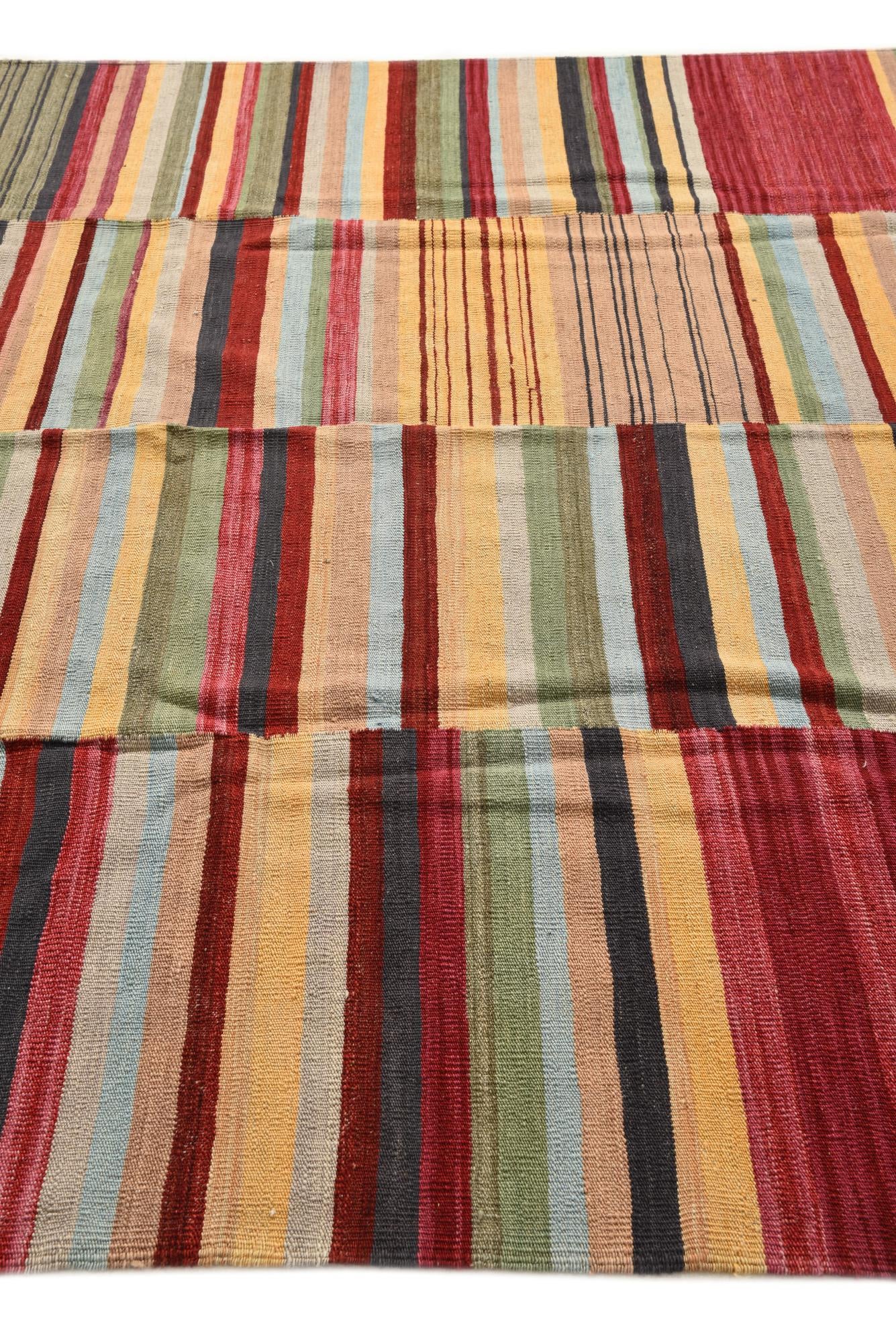 7' 1 x 9' 6 Hand Woven Kilim Modern Wool Rug