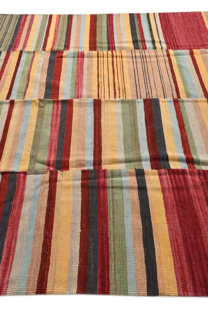 7' 1 x 9' 6 Hand Woven Kilim Modern Wool Rug