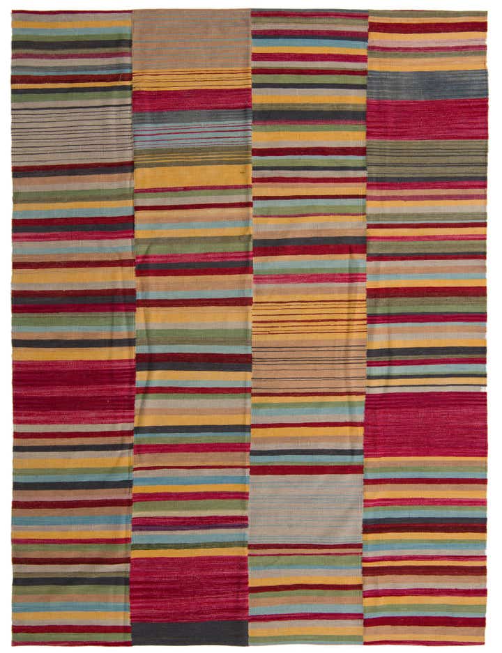 7' 1 x 9' 6 Hand Woven Kilim Modern Wool Rug