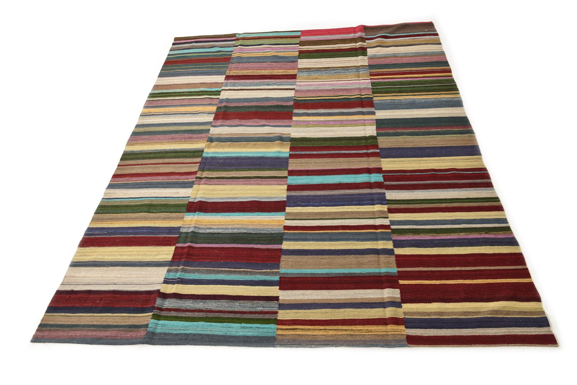 8' 1 x 11' 2 Hand Woven Kilim Modern Wool Rug