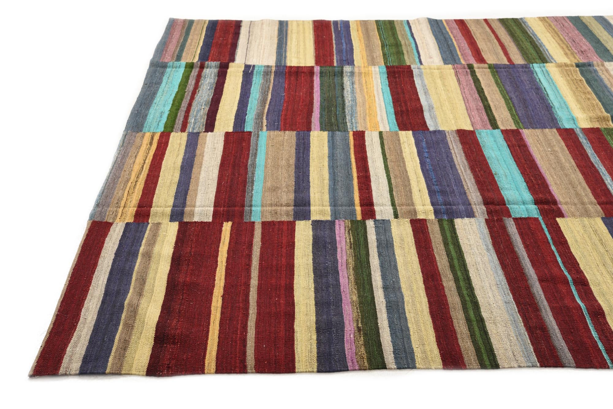 8' 1 x 11' 2 Hand Woven Kilim Modern Wool Rug
