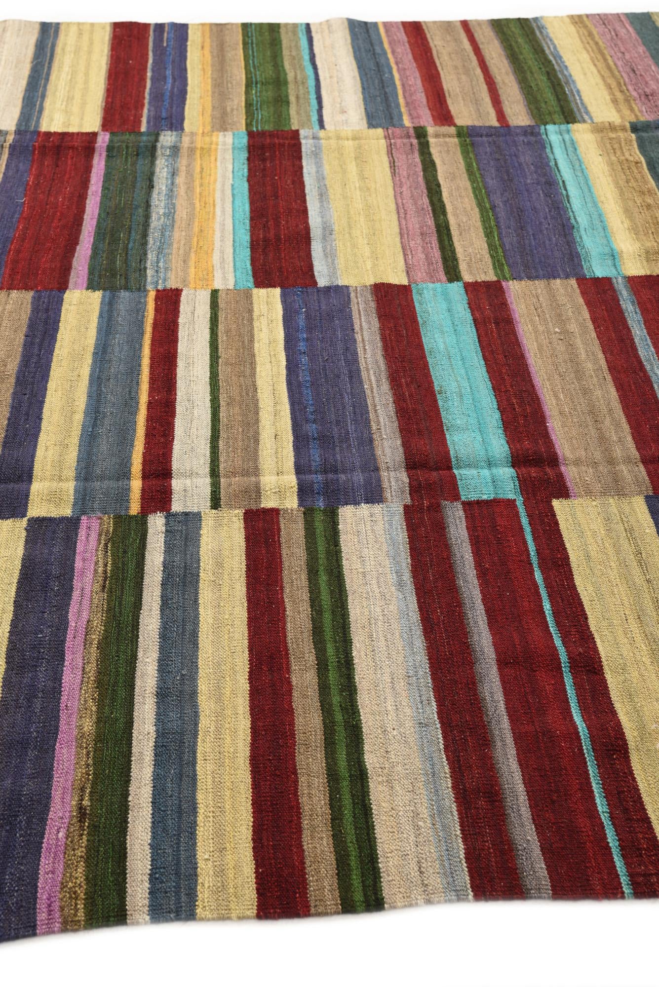 8' 1 x 11' 2 Hand Woven Kilim Modern Wool Rug