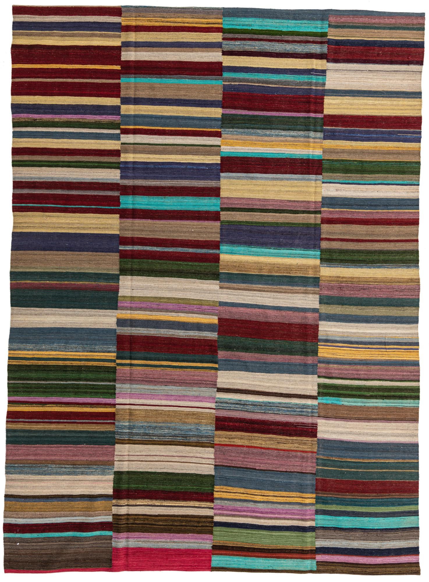 8' 1 x 11' 2 Hand Woven Kilim Modern Wool Rug