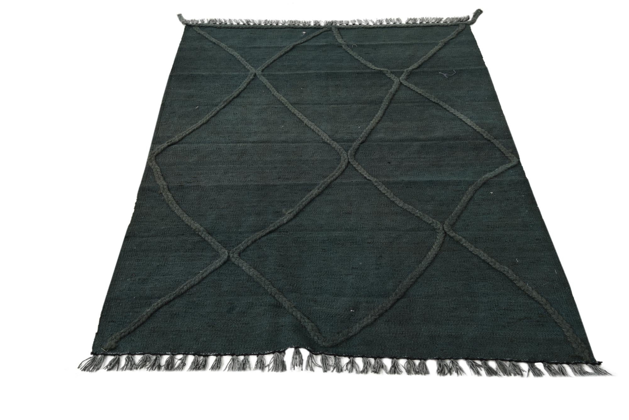 3' 5 x 4' 11 Hand Woven Kilim Modern Wool Rug