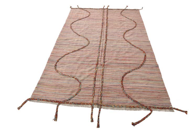Detail image of 5' 2 x 8' 1 Hand Woven Kilim Modern Wool Rug