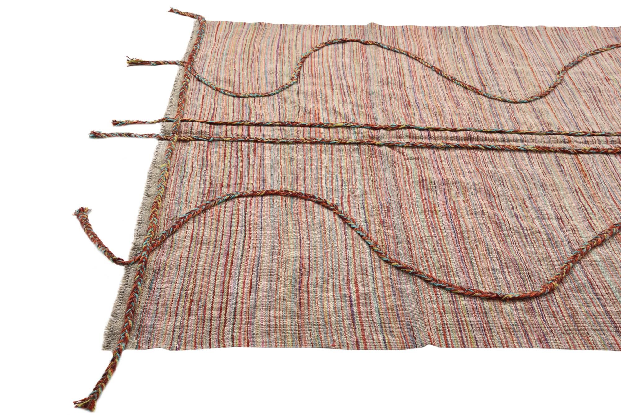 5' 2 x 8' 1 Hand Woven Kilim Modern Wool Rug