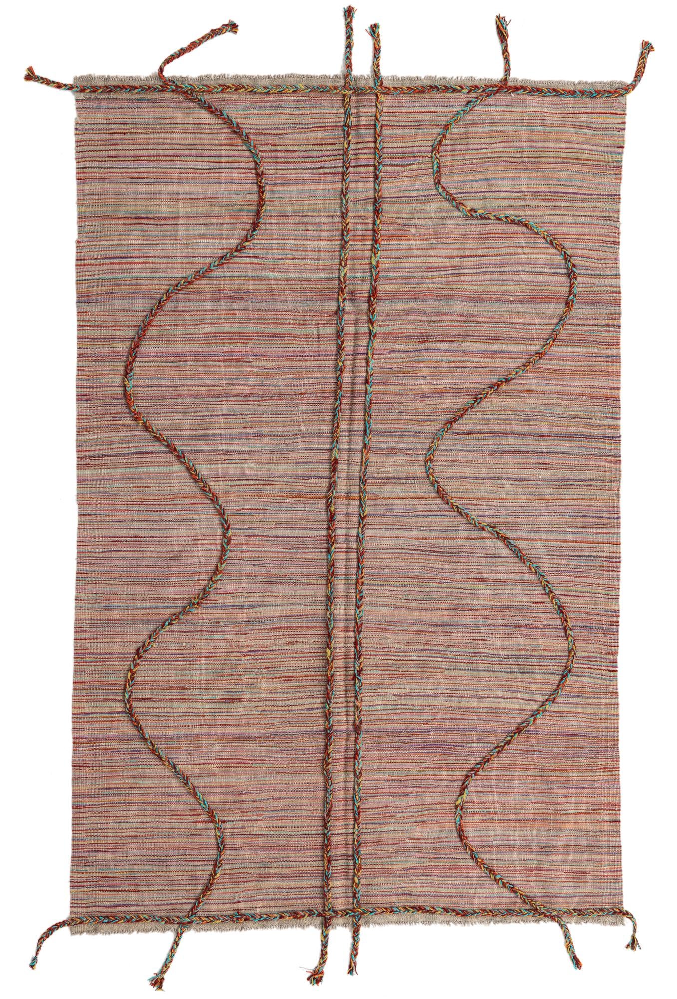 5' 2 x 8' 1 Hand Woven Kilim Modern Wool Rug