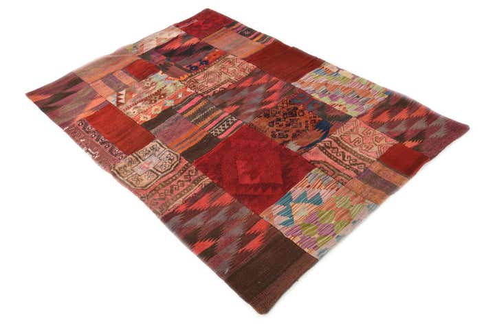 3' 6 x 5' 2 Hand Woven Kilim Patchwork Wool Rug