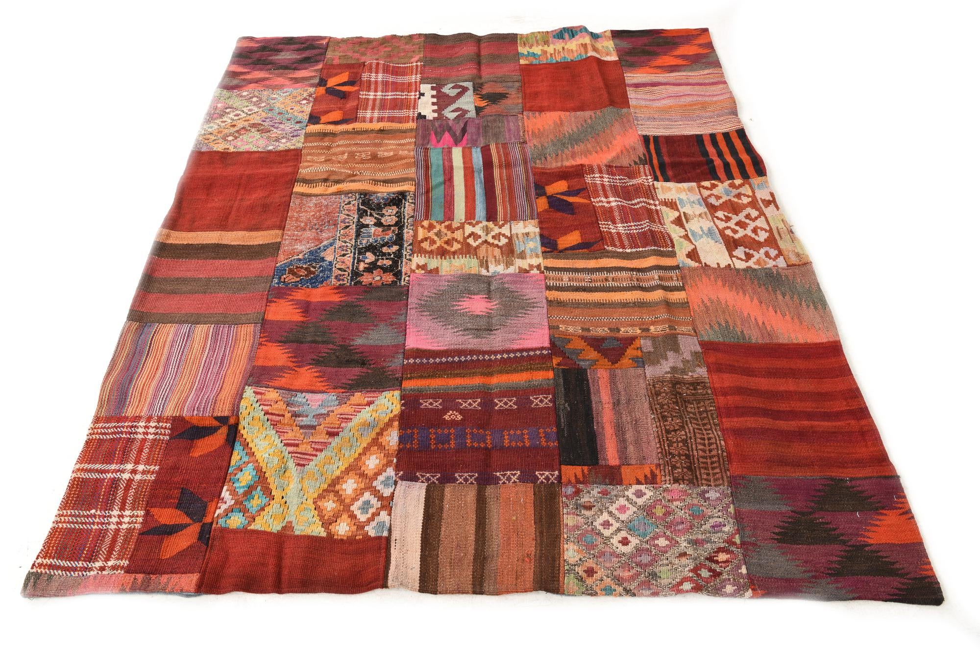 5' 1 x 6' 5 Hand Woven Kilim Patchwork Wool Rug
