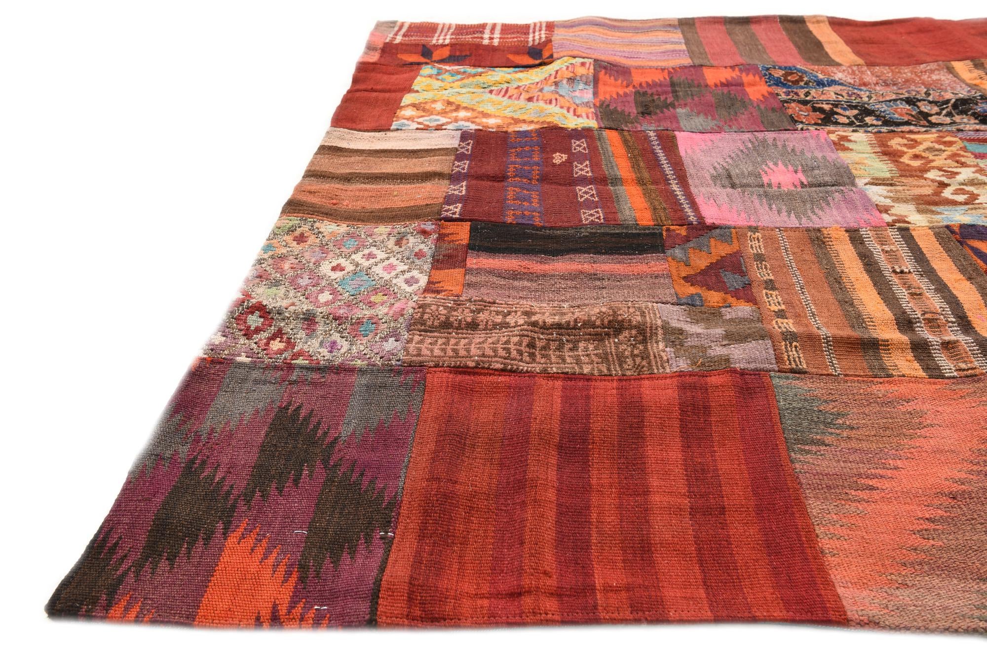 5' 1 x 6' 5 Hand Woven Kilim Patchwork Wool Rug