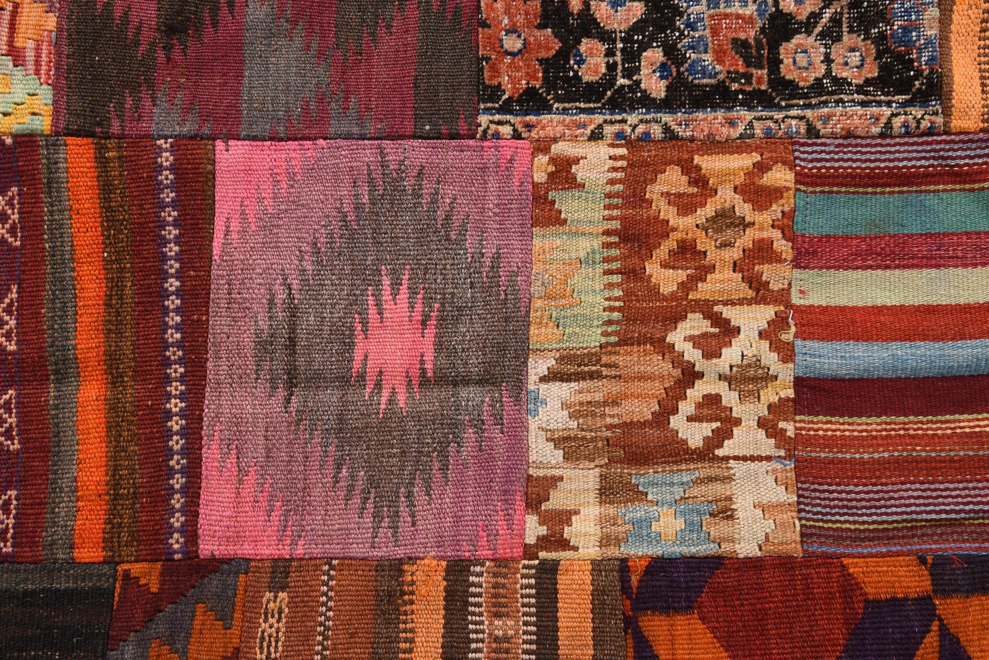 5' 1 x 6' 5 Hand Woven Kilim Patchwork Wool Rug