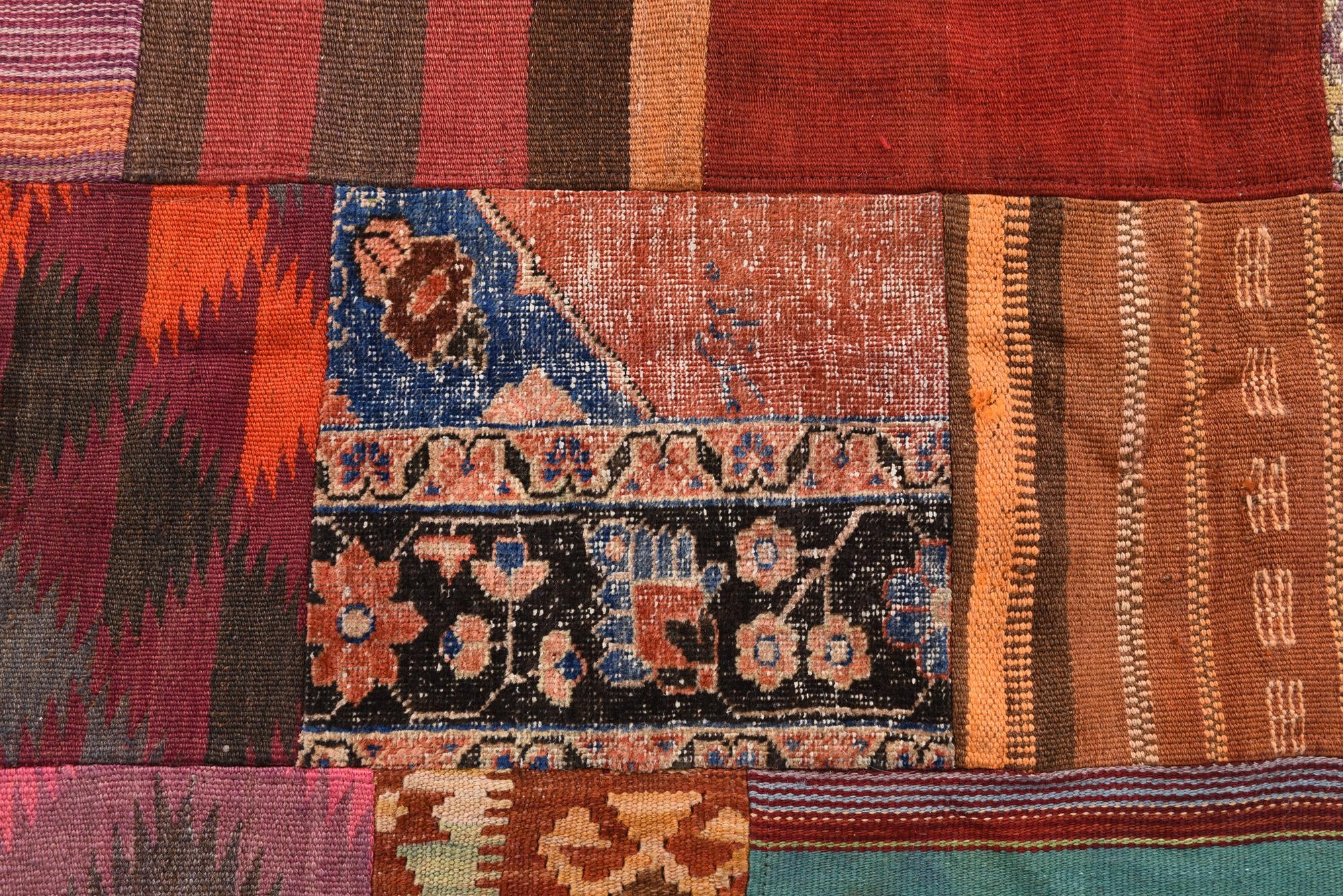 5' 1 x 6' 5 Hand Woven Kilim Patchwork Wool Rug