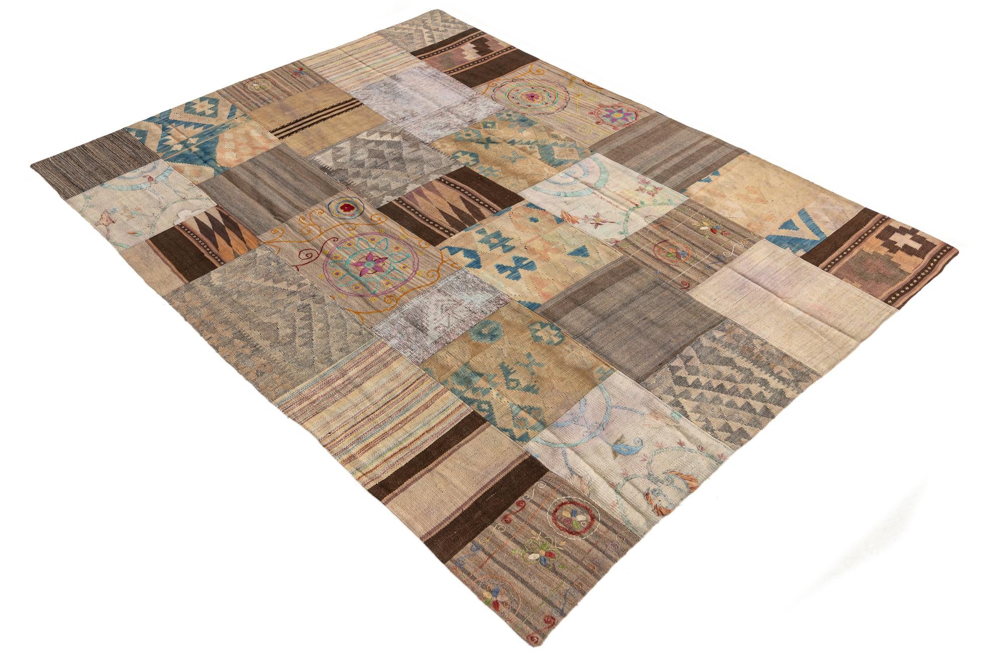 6' x 7' 8 Hand Woven Kilim Patchwork Wool Rug