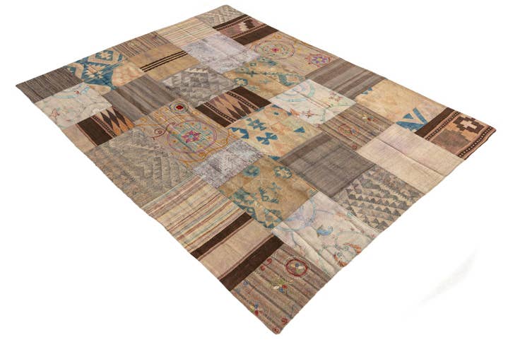 Detailansicht von 185cm x 235cm Handgewebt Kilim Patchwork Wolle Teppich