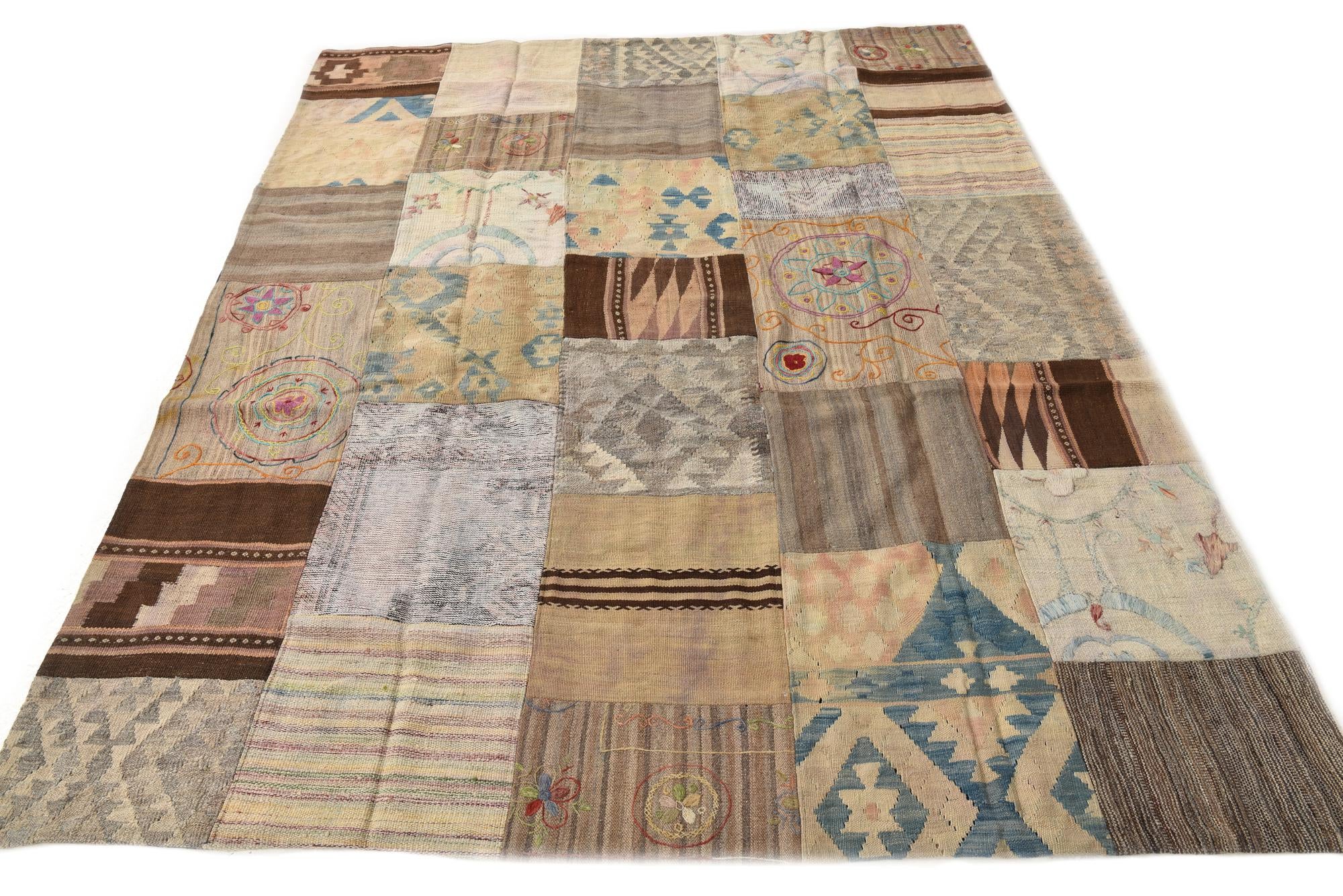 6' x 7' 8 Hand Woven Kilim Patchwork Wool Rug