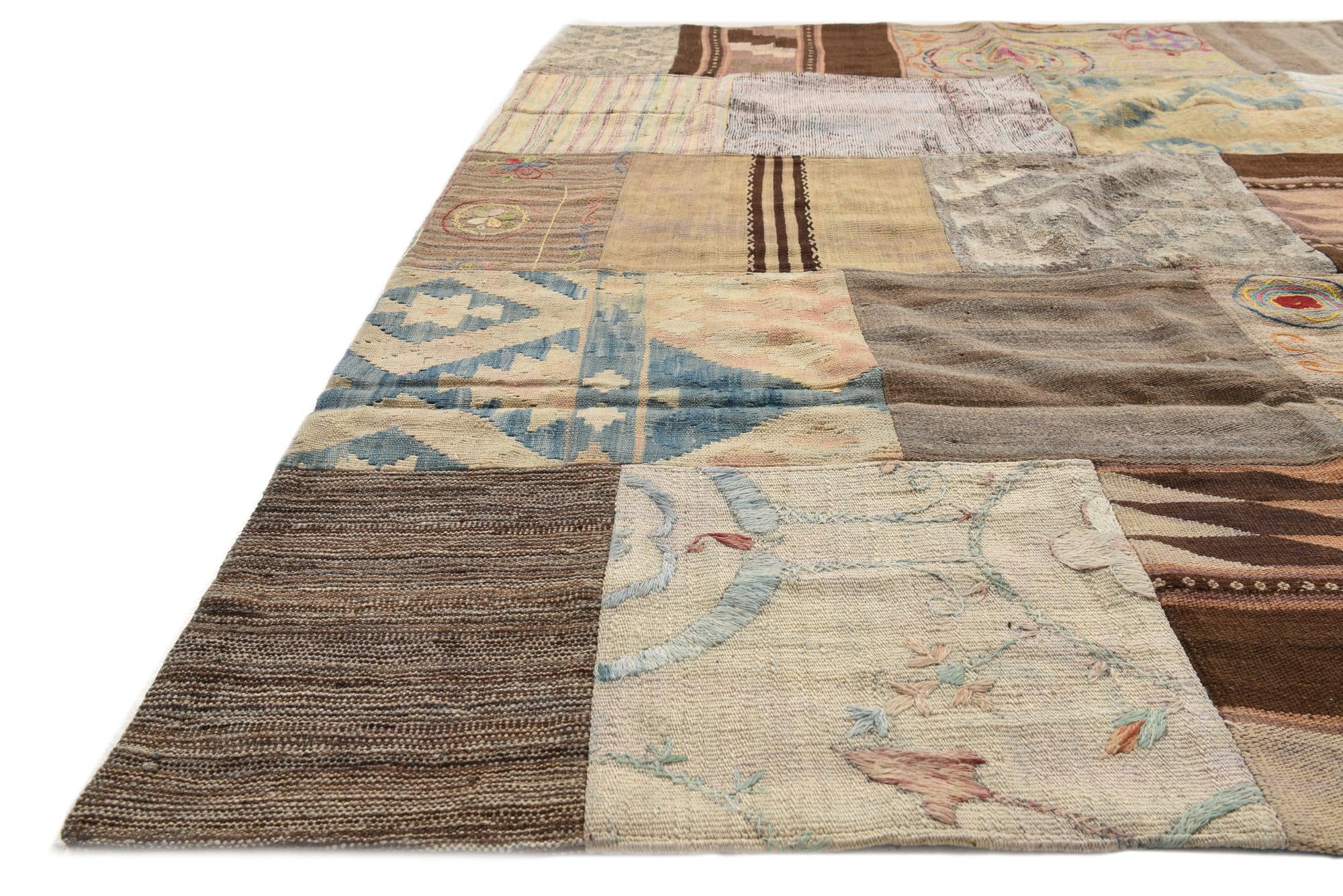 6' x 7' 8 Hand Woven Kilim Patchwork Wool Rug