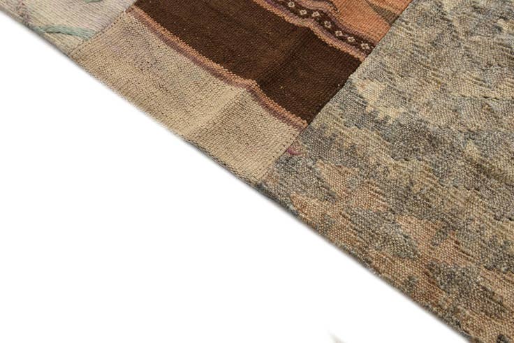 Detailansicht von 185cm x 235cm Handgewebt Kilim Patchwork Wolle Teppich