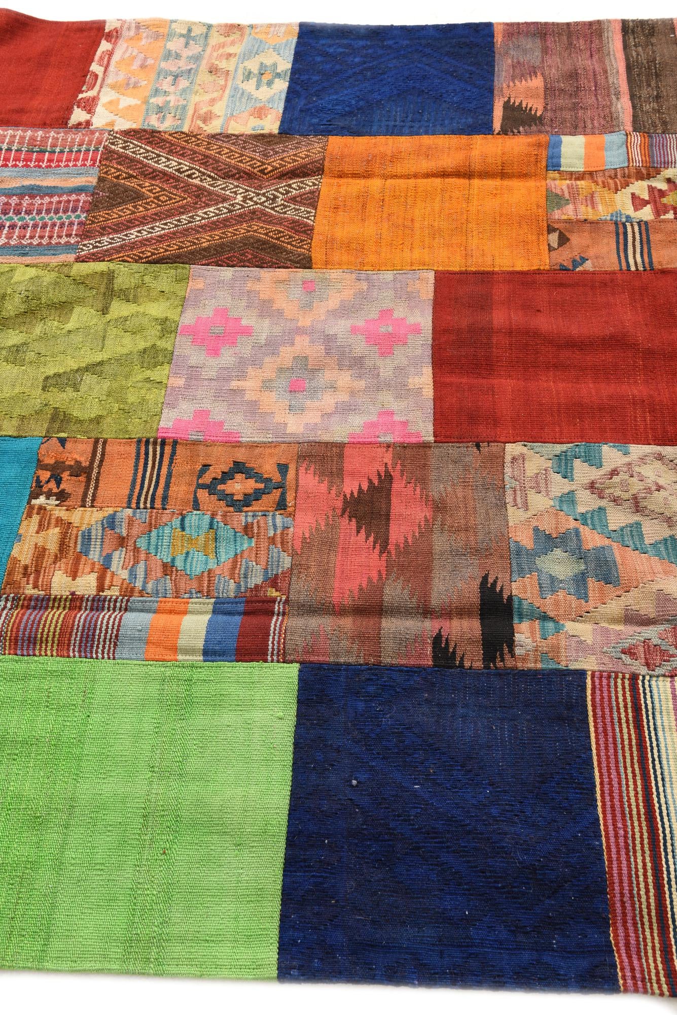 5' 7 x 7' 11 Hand Woven Kilim Patchwork Wool Rug