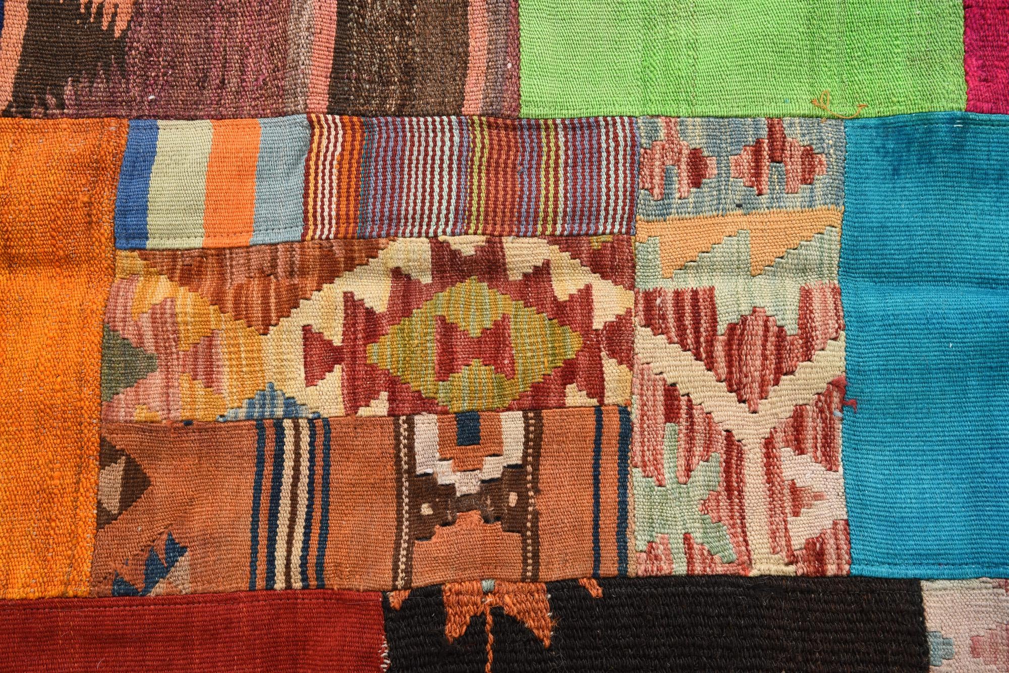 5' 7 x 7' 11 Hand Woven Kilim Patchwork Wool Rug