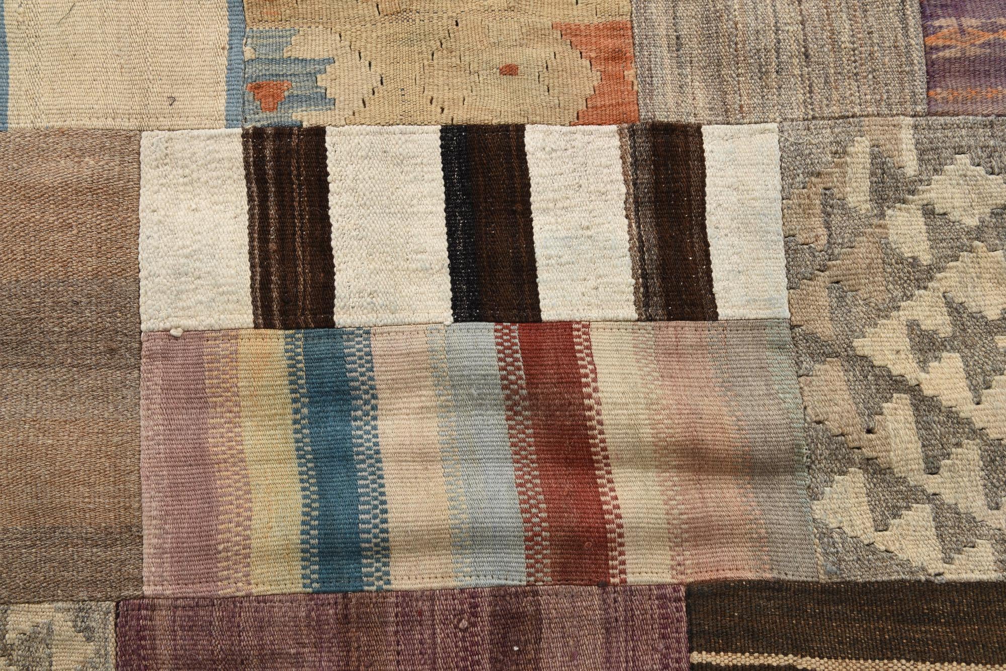 5' 6 x 8' 1 Hand Woven Kilim Patchwork Wool Rug