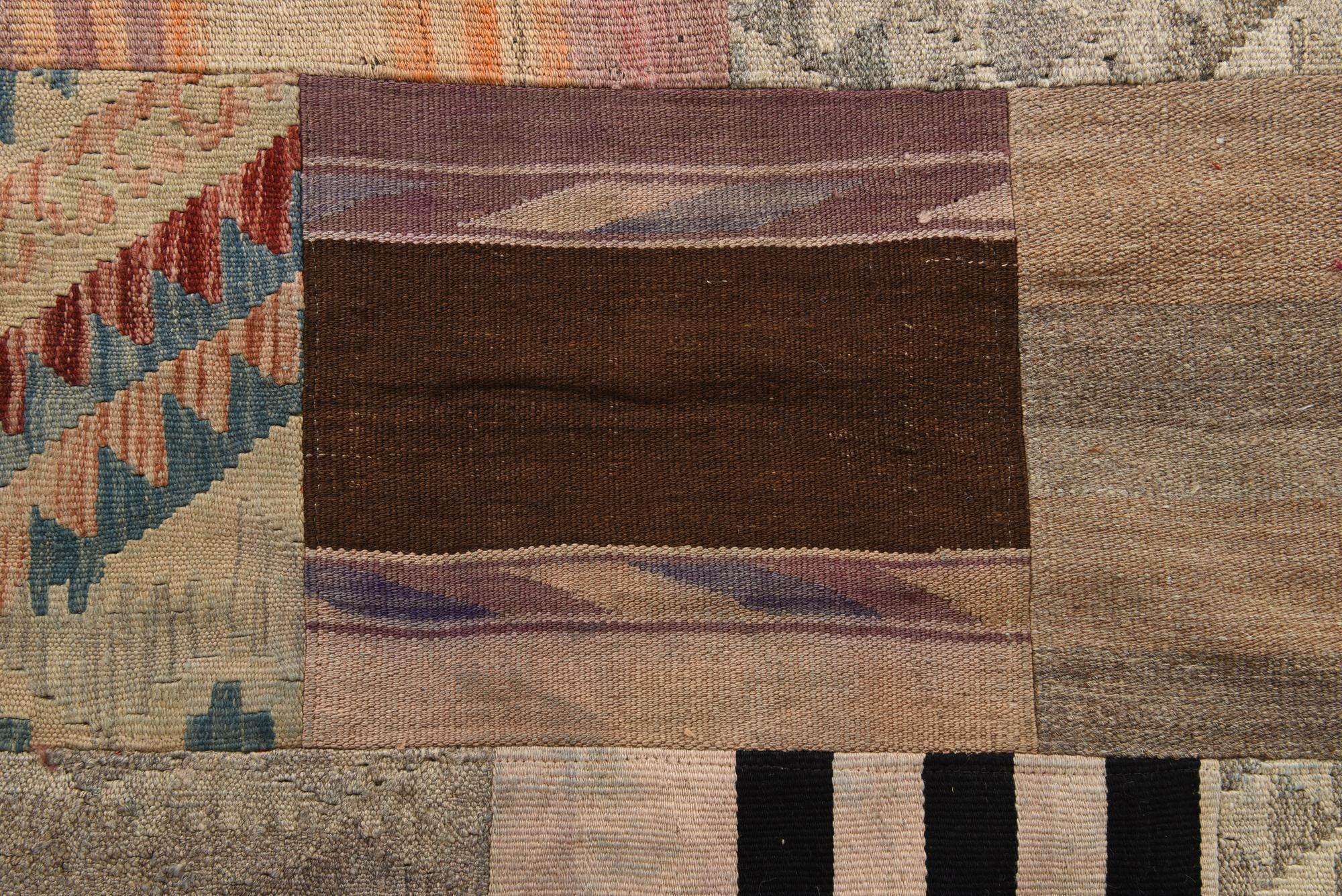 5' 6 x 8' 1 Hand Woven Kilim Patchwork Wool Rug