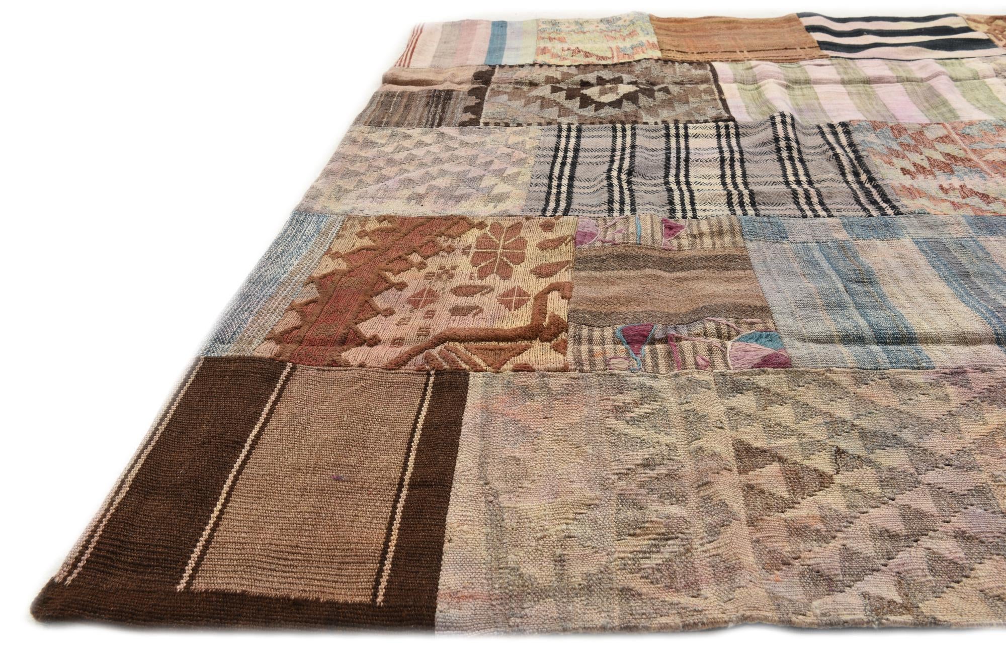 5' 4 x 7' 11 Hand Woven Kilim Patchwork Wool Rug