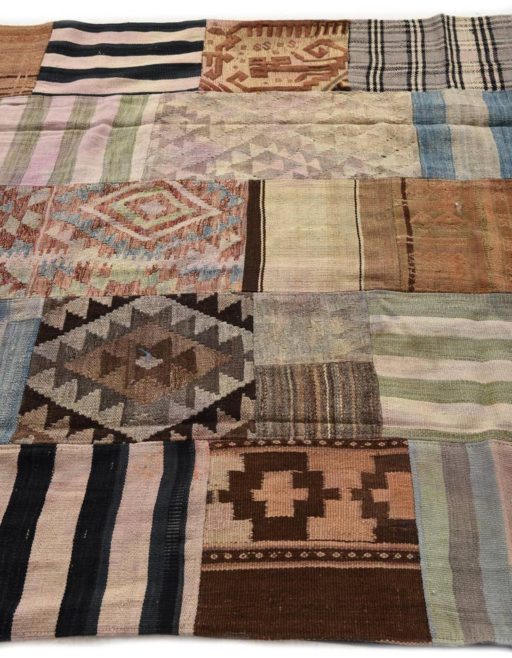 Detail image of 5' 4 x 7' 11  Hand Woven Kilim Patchwork Wool Rug