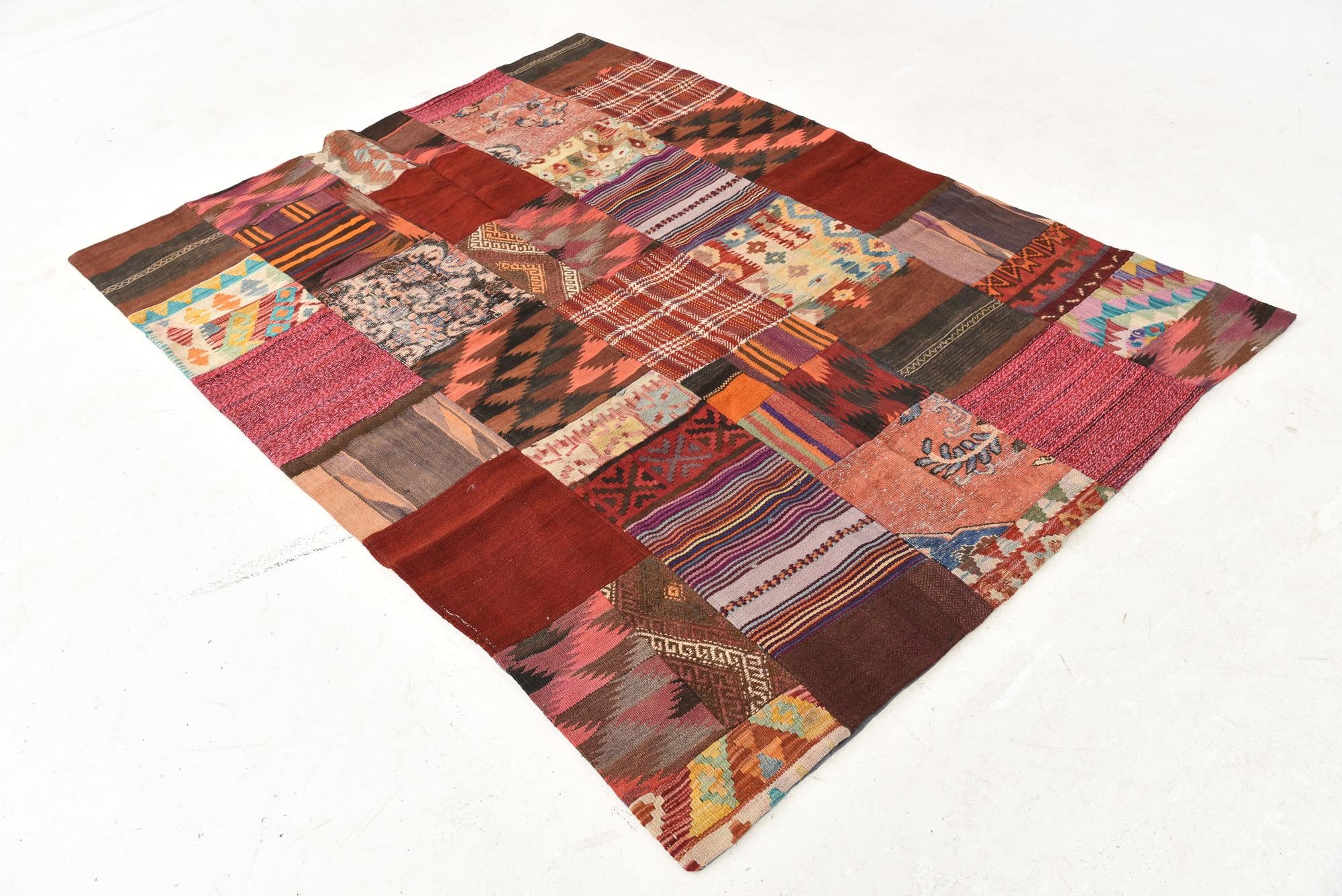 5' x 6' 7 Hand Woven Kilim Patchwork Wool Rug